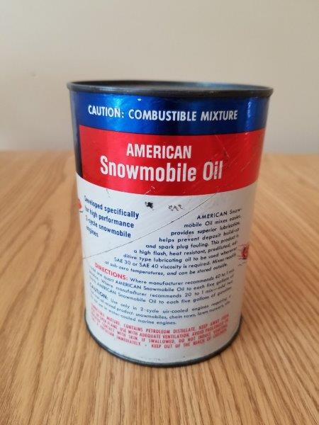 American Americian Full Quart Snowmobile Motor Oil Can