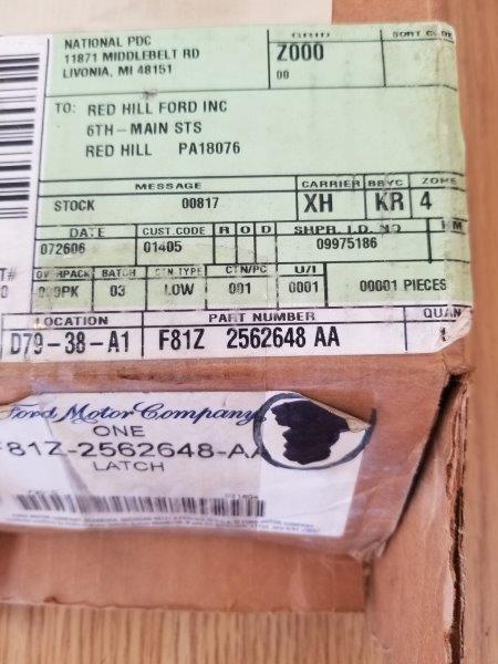 Ford Genuine Part f81z-2562648-aa Bench Seat Latch F Series Truck NOS