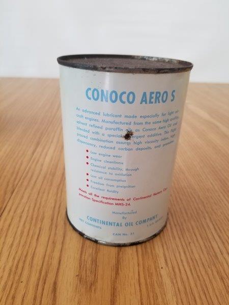 Conoco Aero S Aviation Quart Motor Oil Can