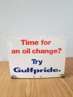 Gulfpride Oil Change Gas Pump Motor Oil Rack Sign