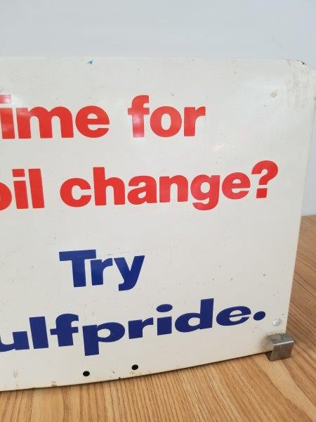 Gulfpride Oil Change Gas Pump Motor Oil Rack Sign