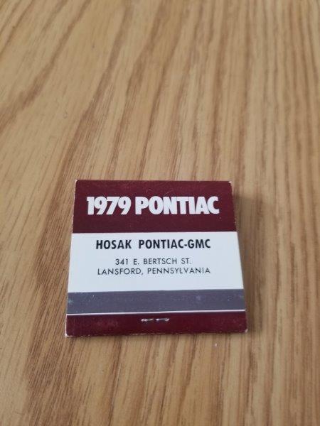 1979 Pontiac Hosak Motor Matchbook - Lansford, PA