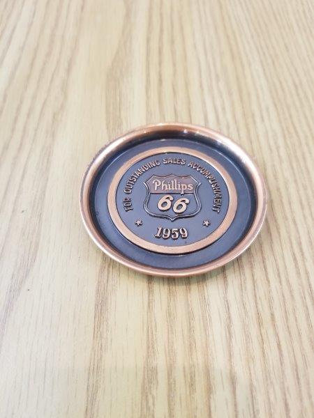 Phillips 66 1959 Service Station Award Bronze Embossed Drink Coaster
